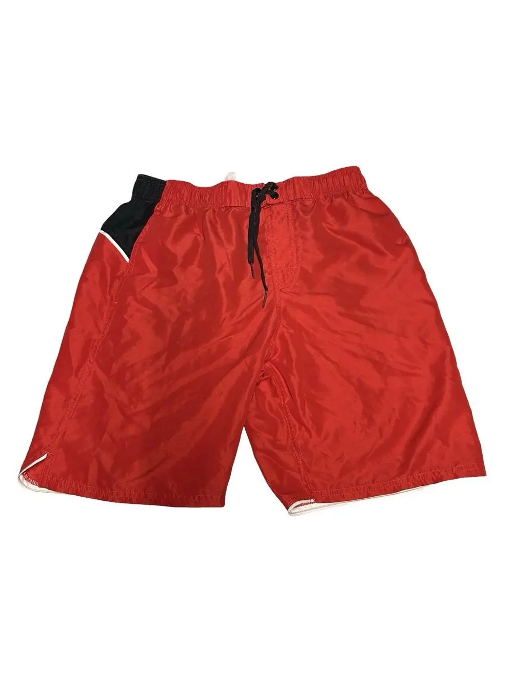 Nike Men’s Red Black Board Shorts Swim Trunks Size Medium Drawstring Pockets